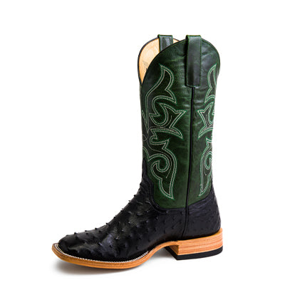 Horsepower Black Full Quill Ostrich HP8004 Size 8.5D - WORN - Baker's Boots and Clothing